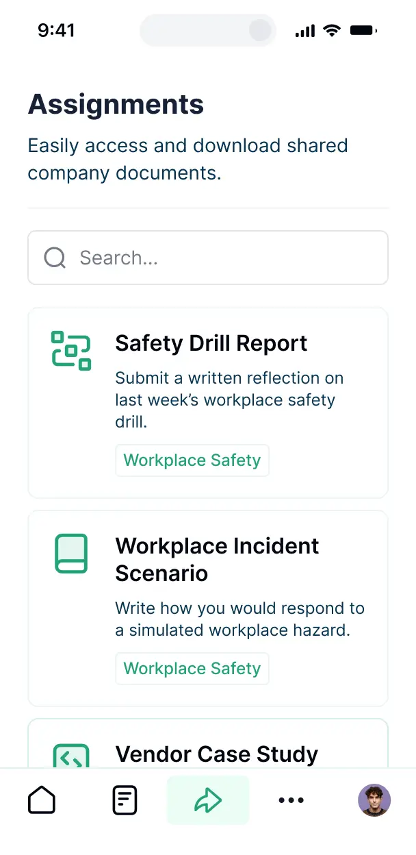 small business training software mobile ui