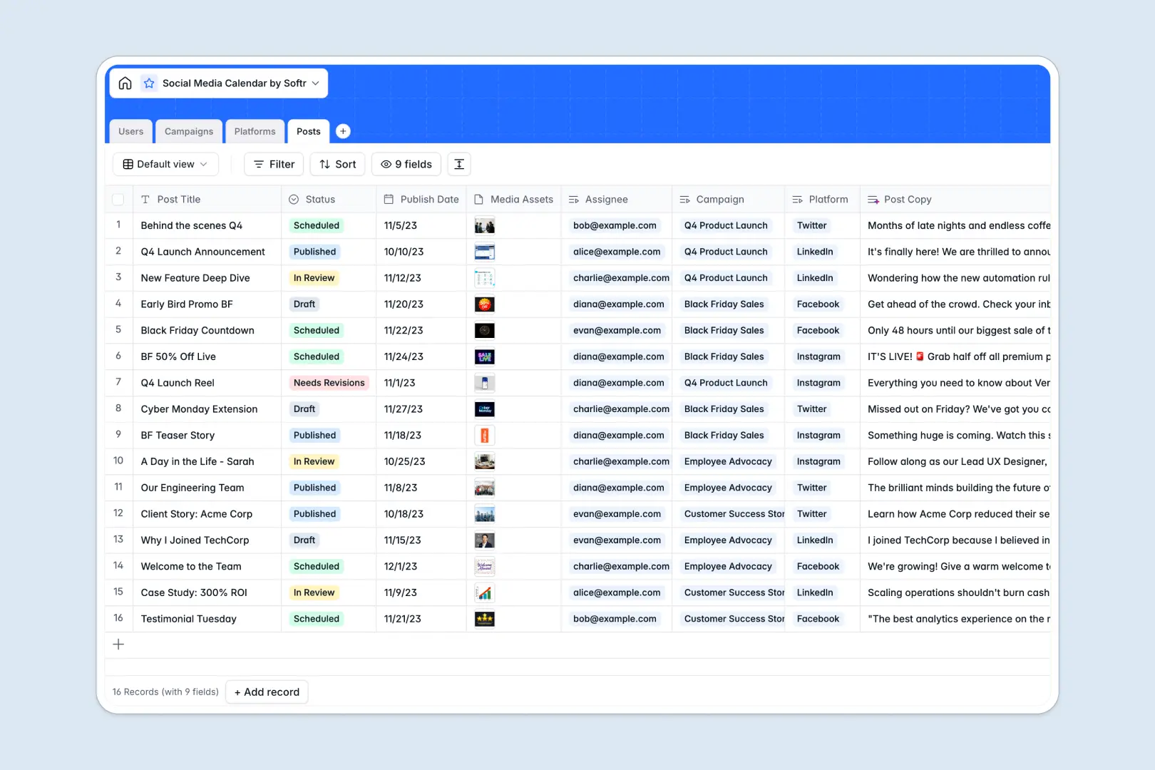 Social Media Calendar Database Template Thumbnail