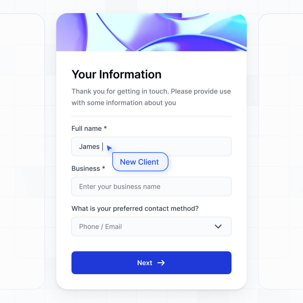 UI screenshot of offer and onboarding process