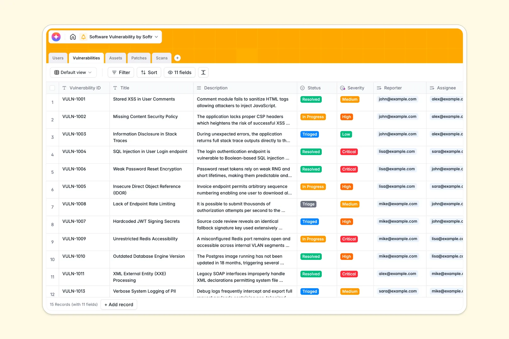Software Vulnerability Database Template Thumbnail