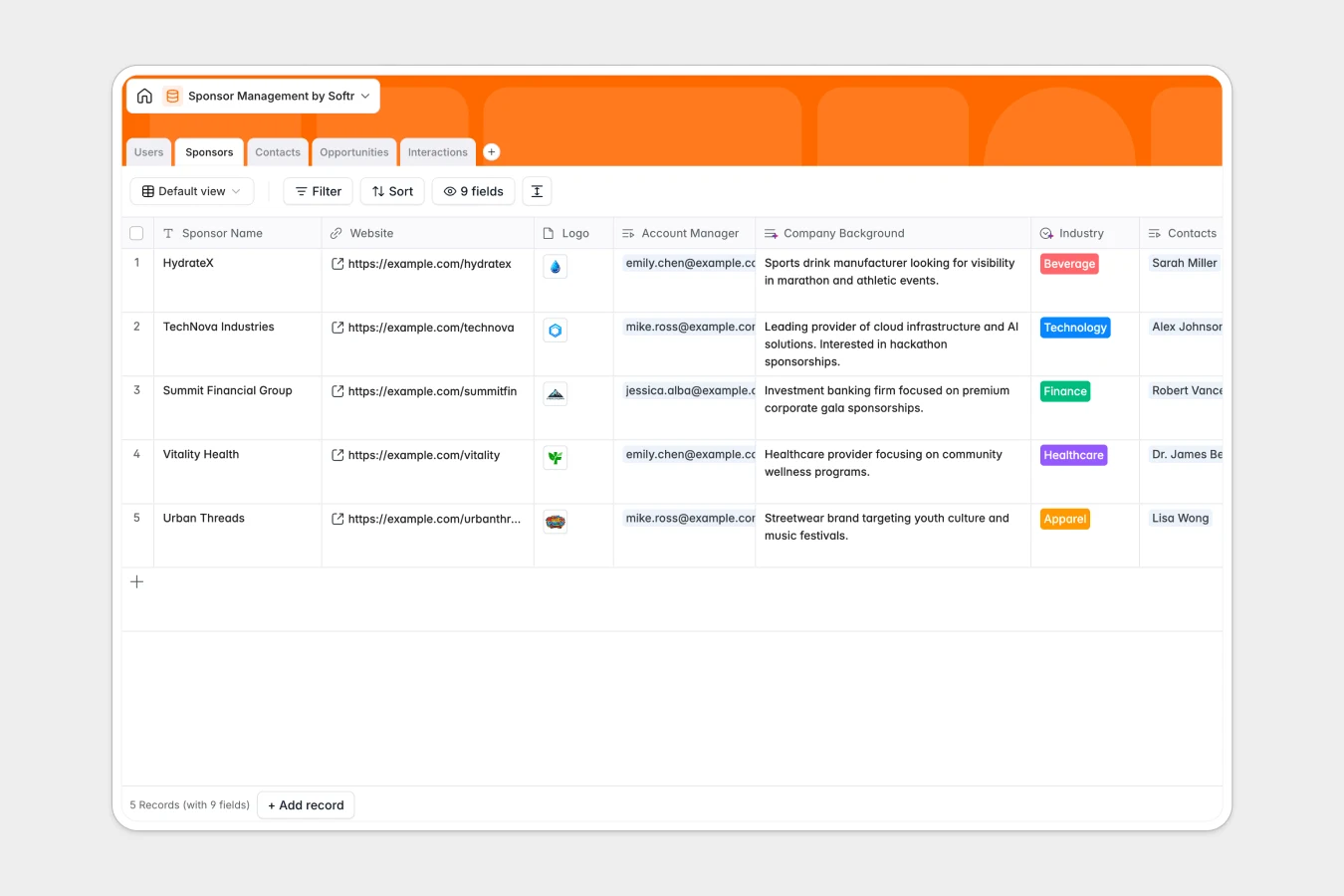Sponsor Management Database Template Thumbnail