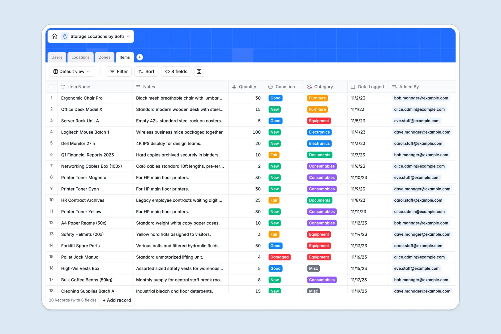 Storage Locations Database Template Thumbnail
