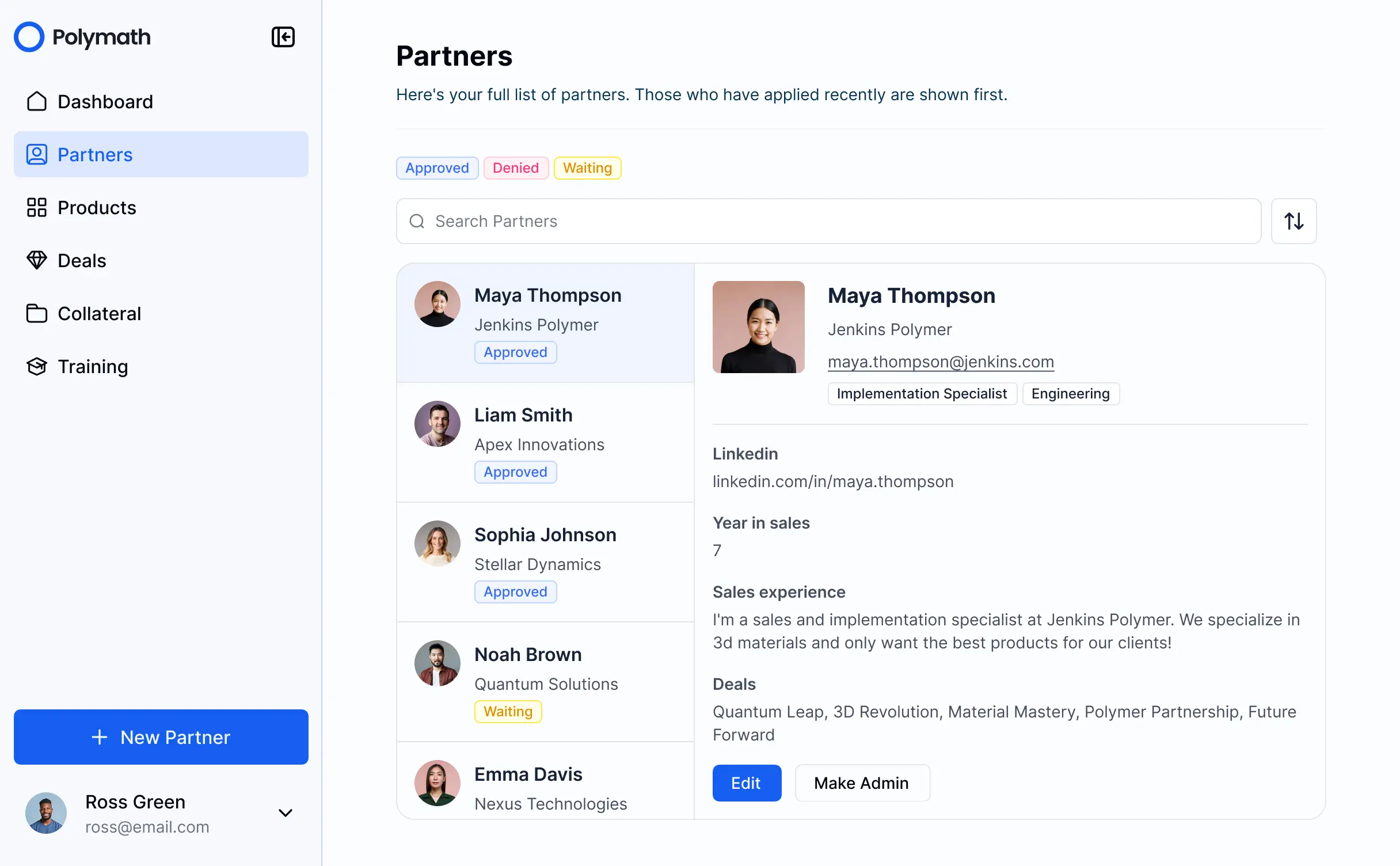 Screenshot of an affiliate program tracker user interface displaying a dashboard with performance metrics, earnings, and referral statistics.