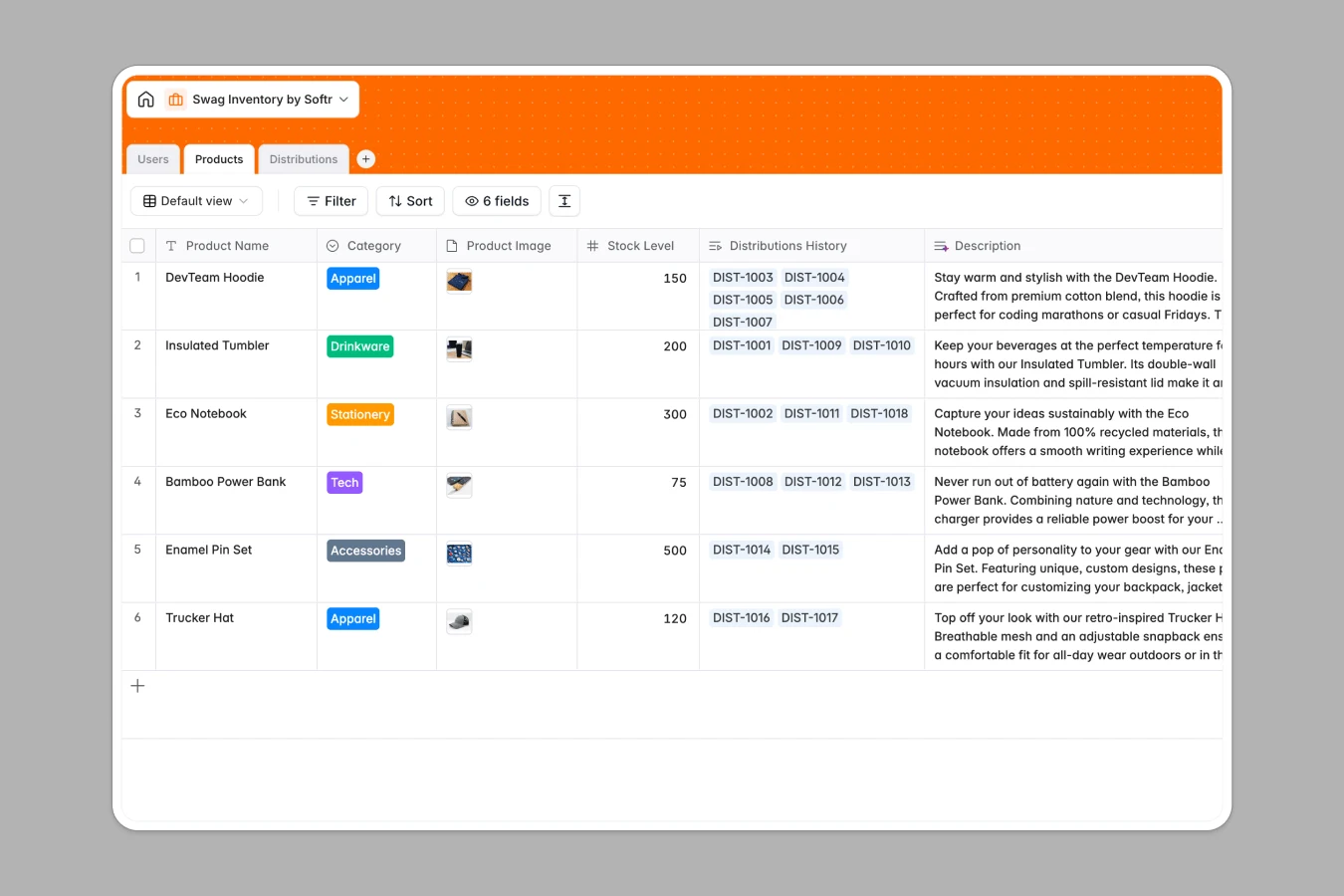 Swag Inventory Database Template Thumbnail
