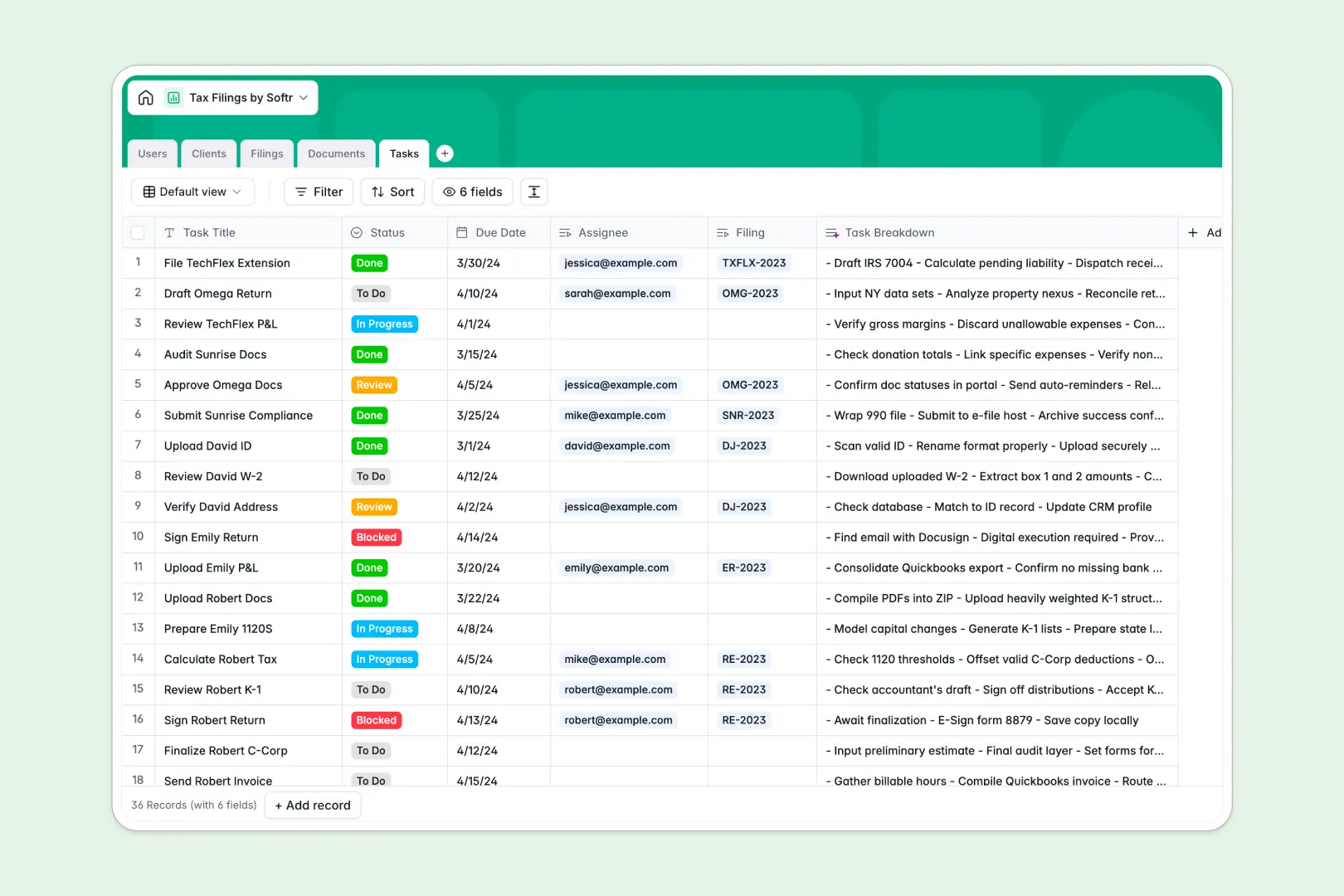 Tax Filings Database Template Thumbnail