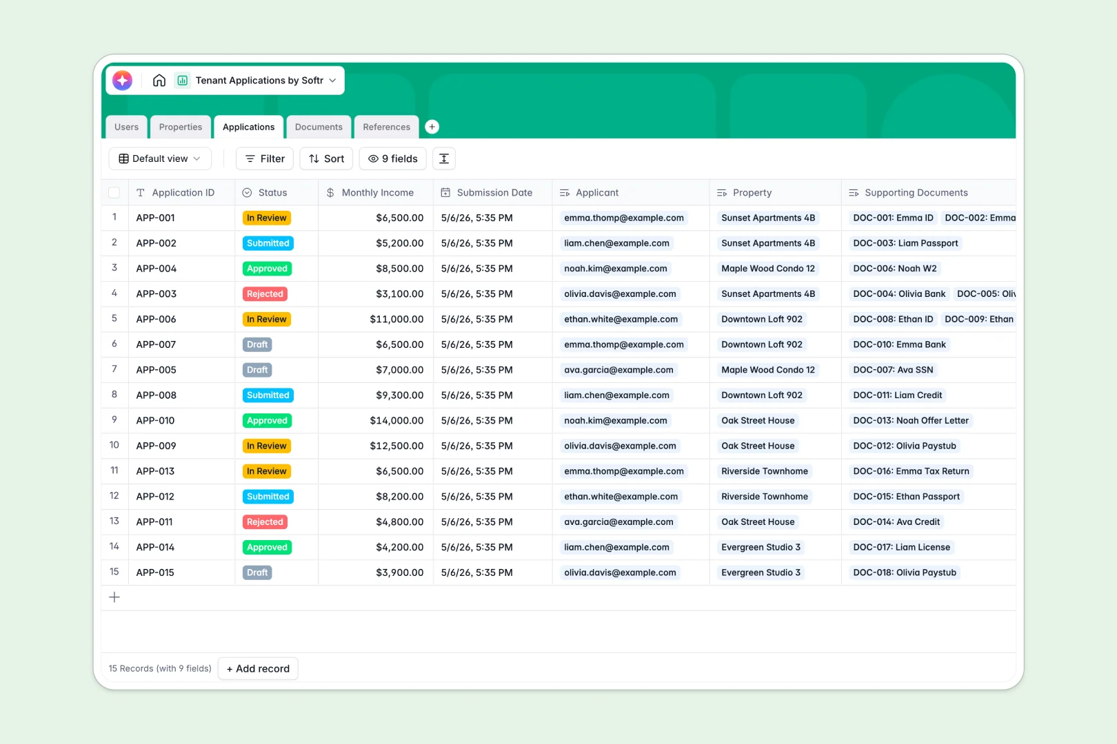 Tenant Applications Database Template Thumbnail