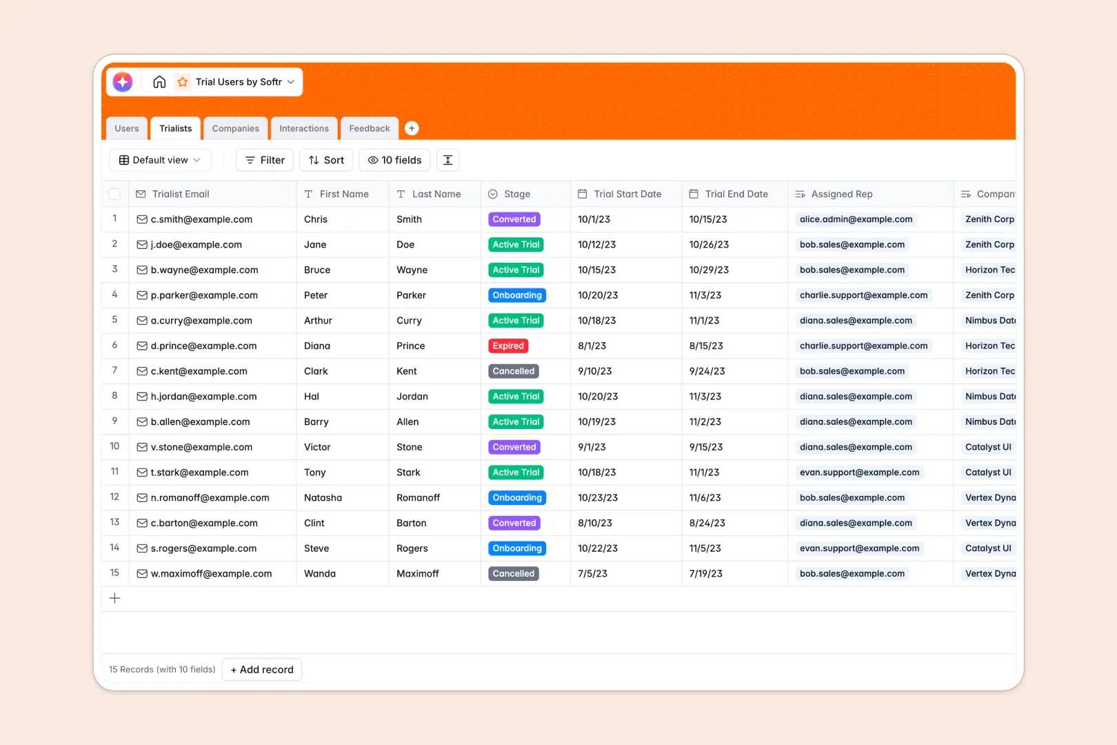 Trial Users Database Template Thumbnail