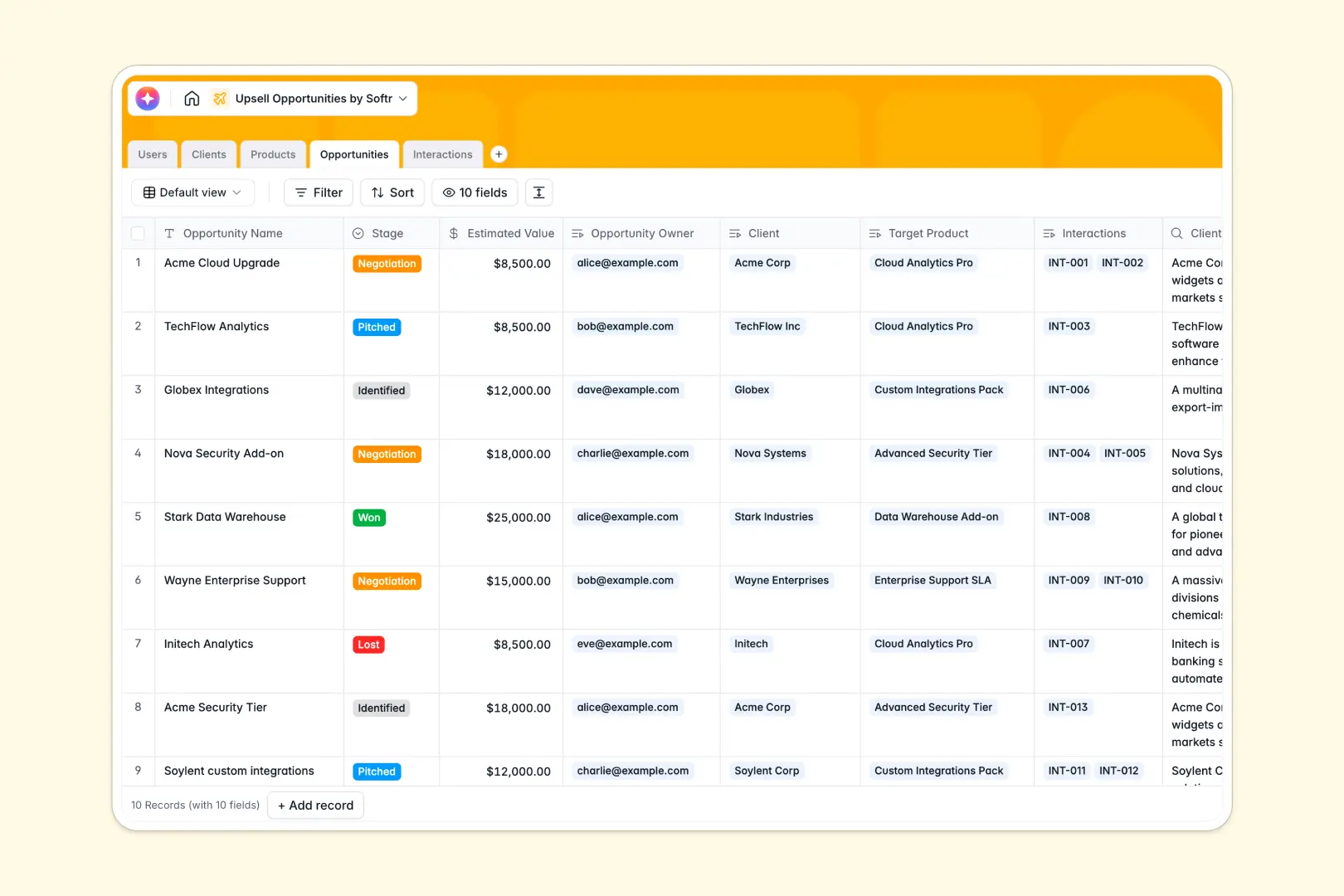 Upsell Opportunities Database Template Thumbnail