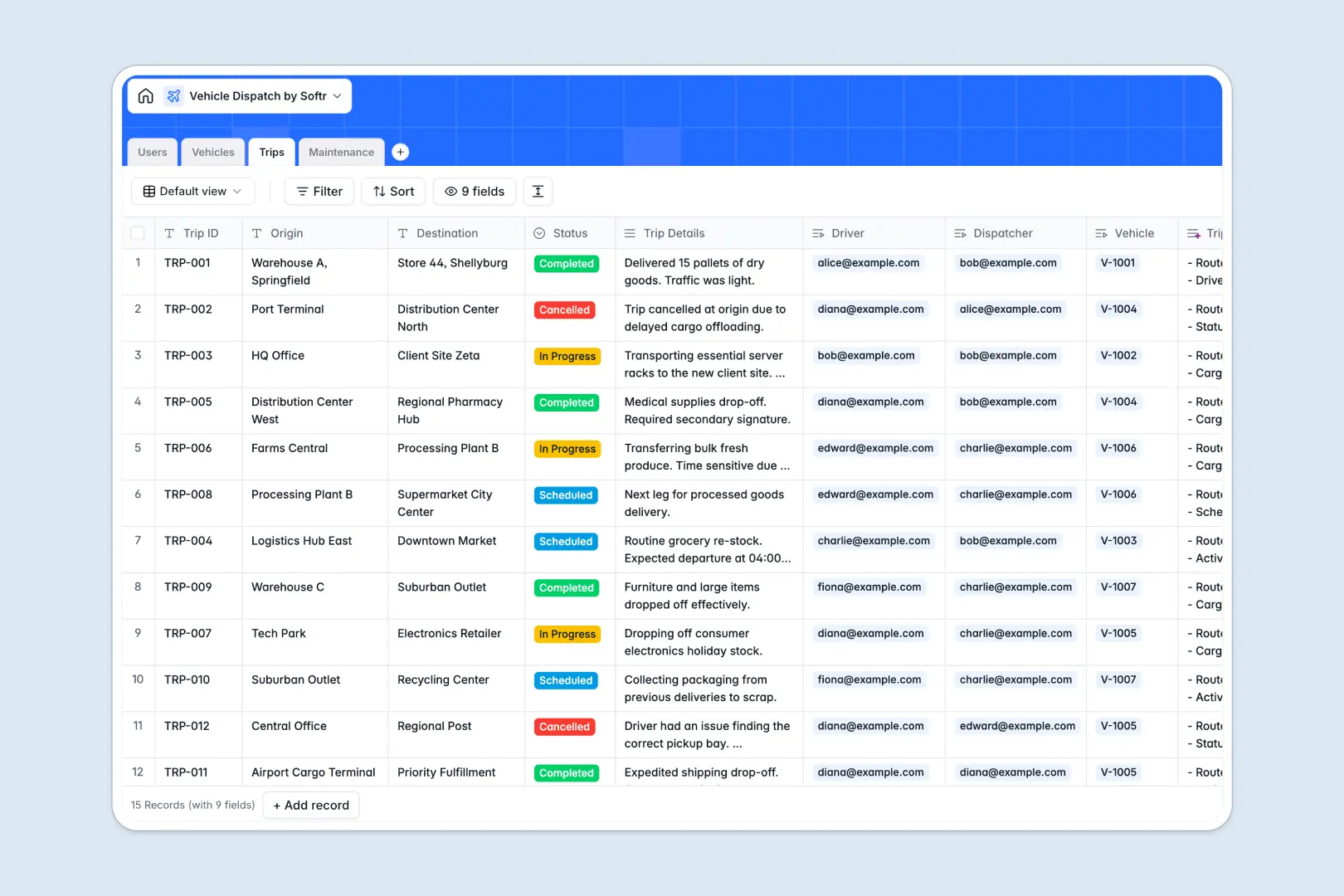 Vehicle Dispatch Database Template Thumbnail
