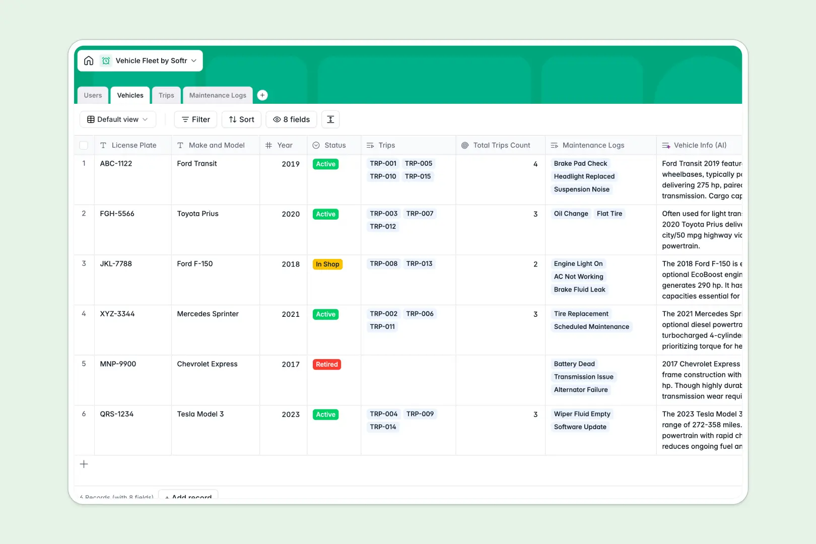 Vehicle Fleet Database Template Thumbnail