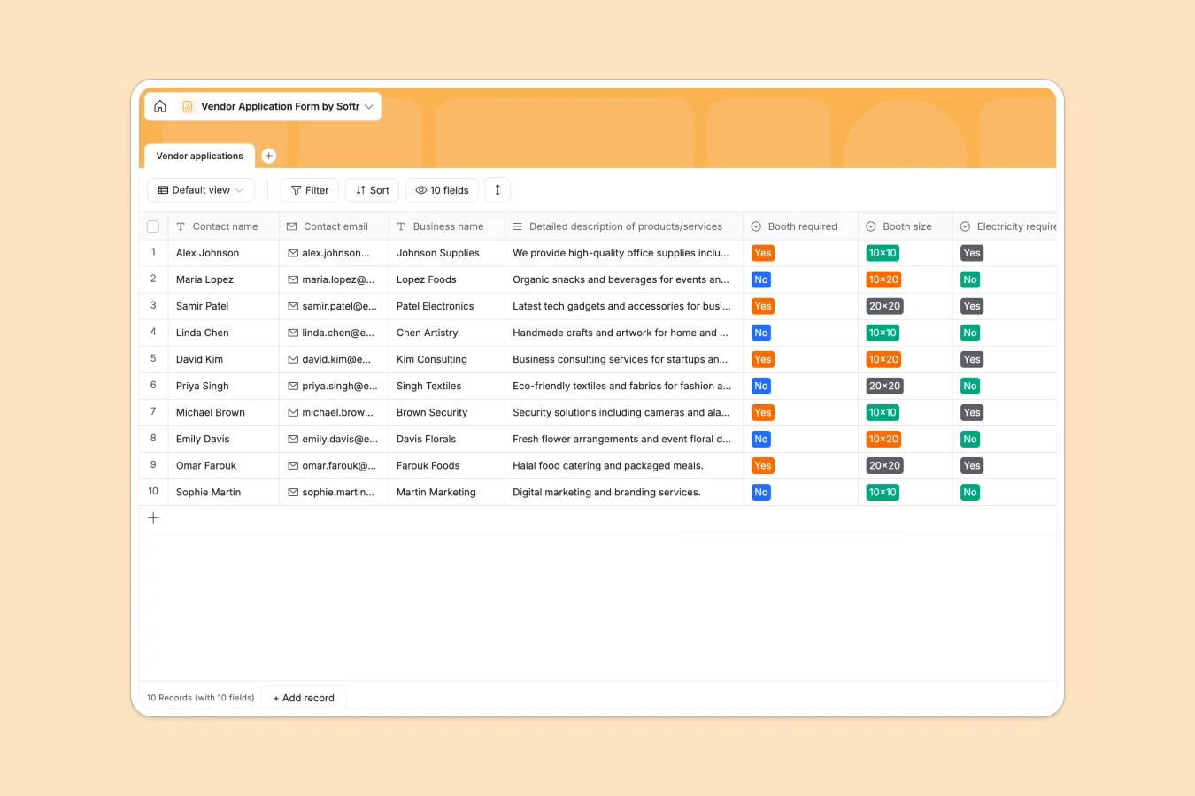 Vendor Application Database Template Thumbnail