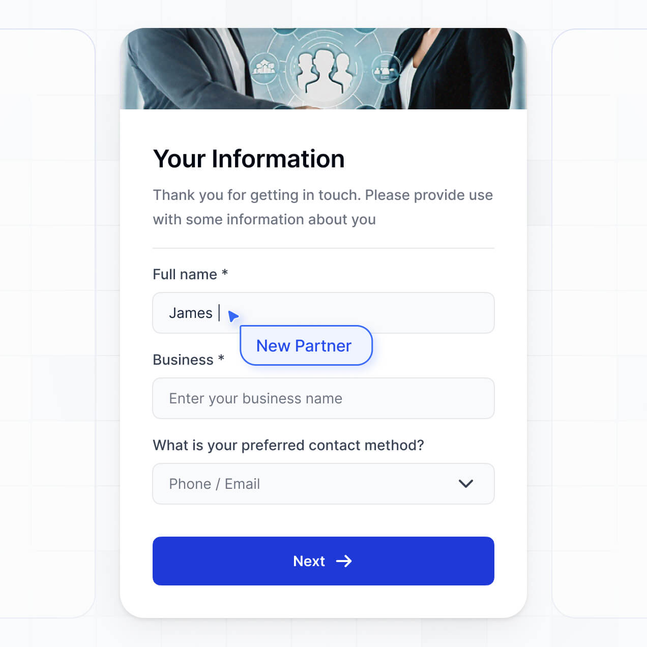 UI screenshot of distributor onboarding process