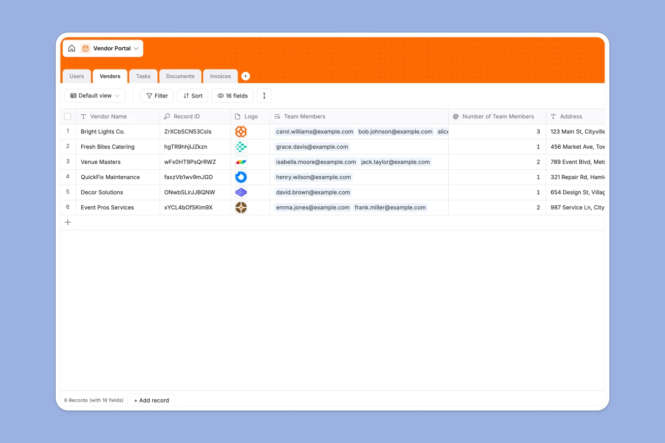 Vendor Portal Database Template Thumbnail