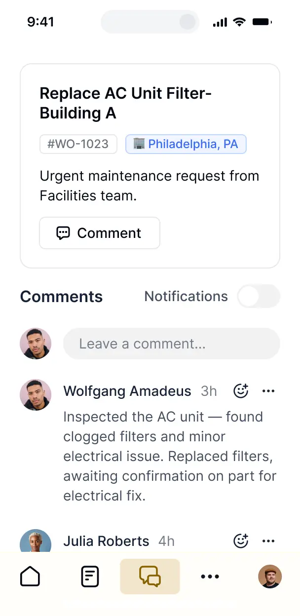 vibe code a maintenance management system mobile ui