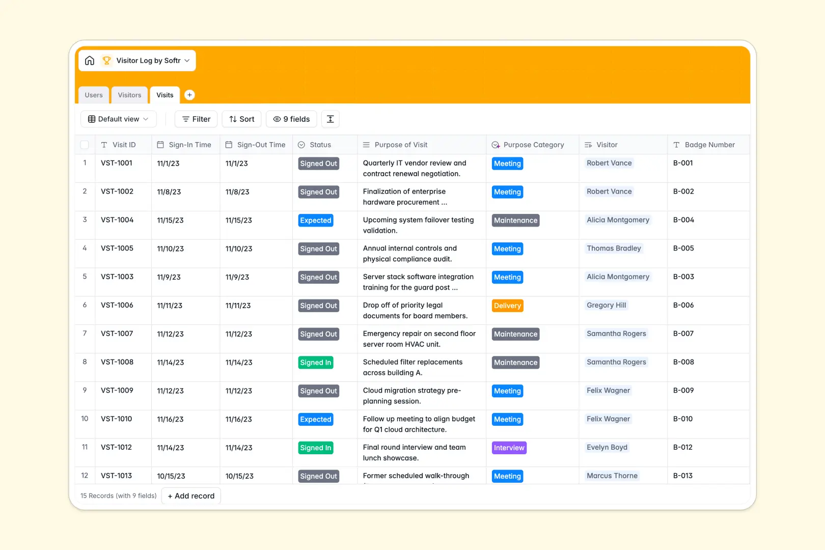 Visitor Log Database Template Thumbnail