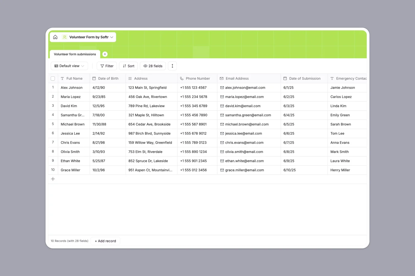 Volunteer Database Template Thumbnail