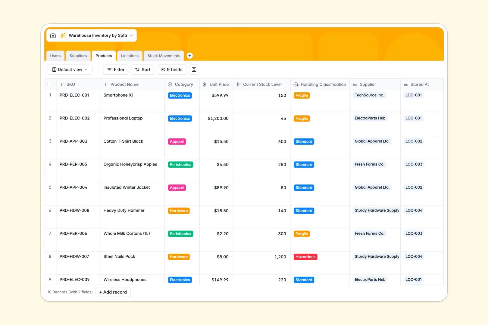 Warehouse Inventory Database Template Thumbnail