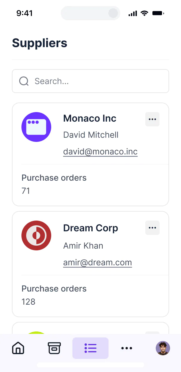 logistics erp software mobile ui