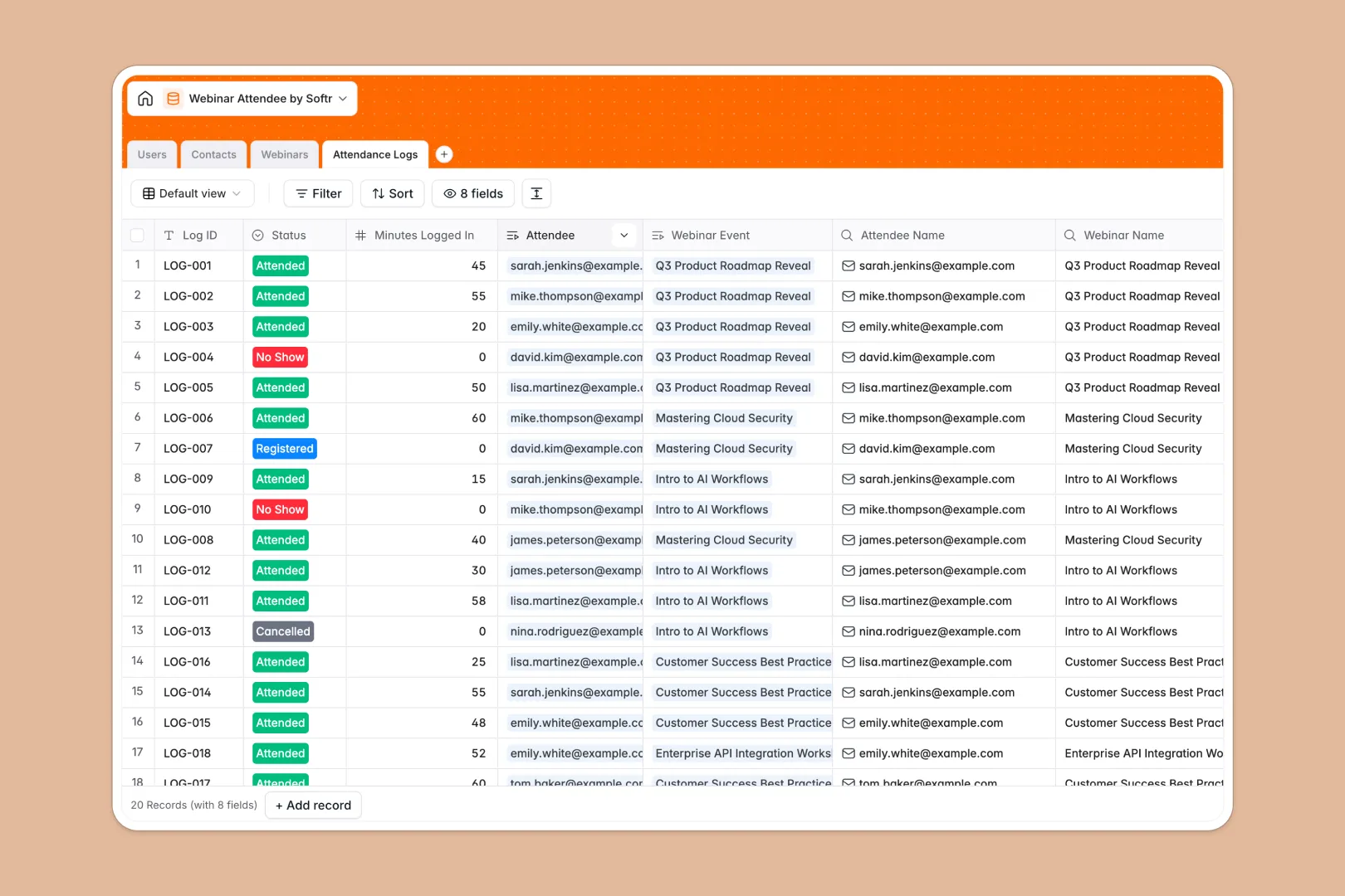 Webinar Attendee Database Template Thumbnail