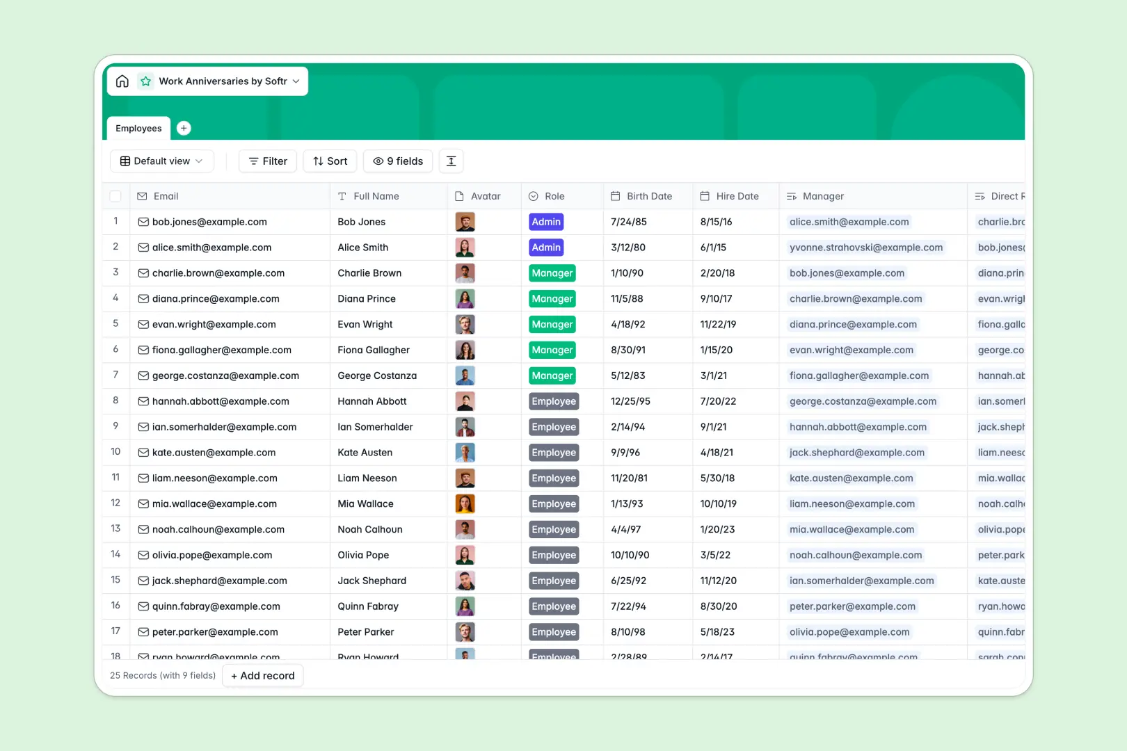 Work Anniversaries Database Template Thumbnail