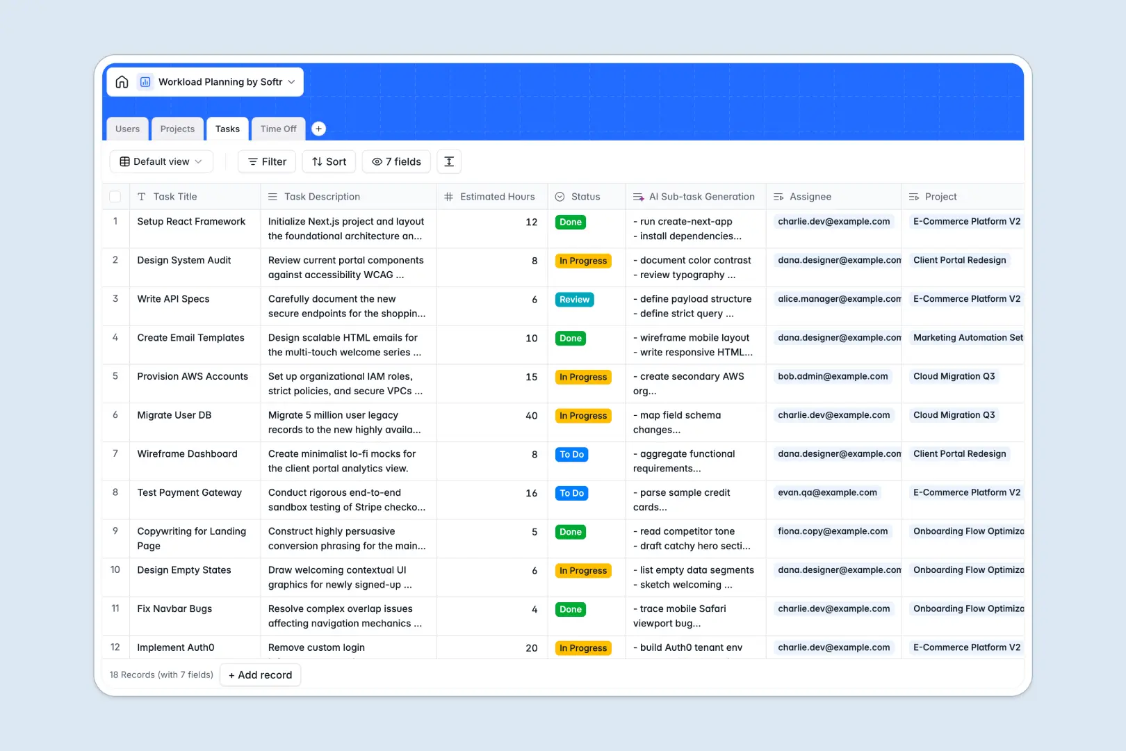 Workload Planning Database Template Thumbnail