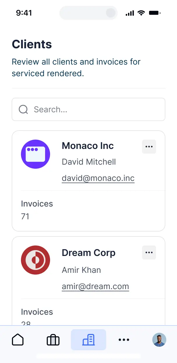 xero client portal mobile ui